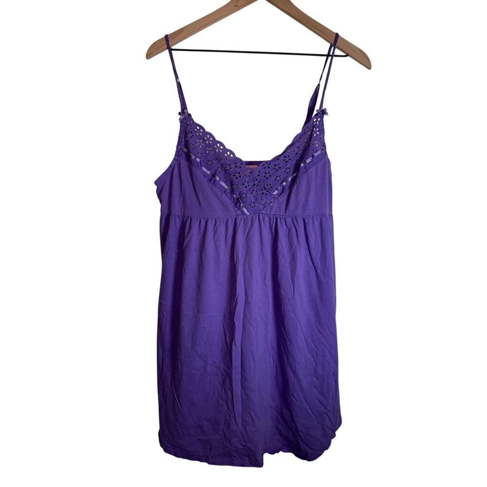 VINTAGE VICTORIAS SECRET cotton coquette girl eyelet lace baby doll chemise L